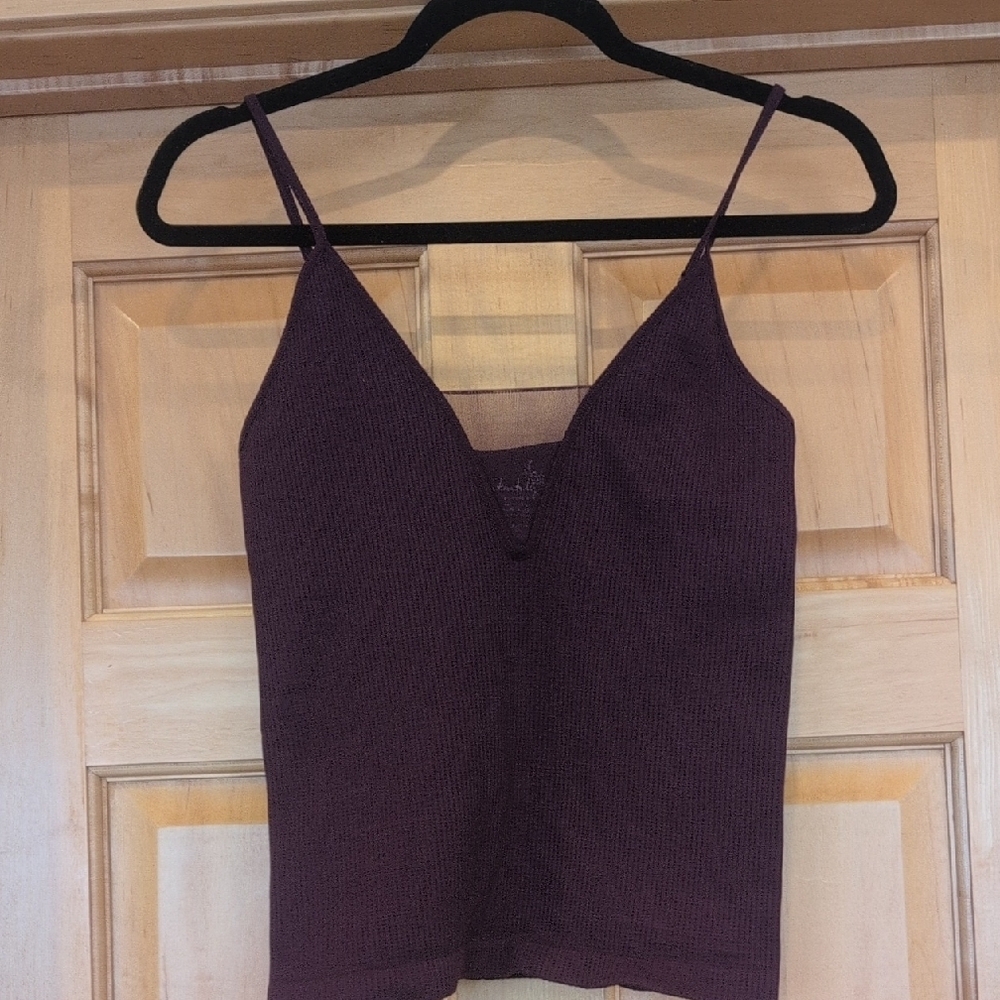 Free People Fitted Purple Ribbed Camisole